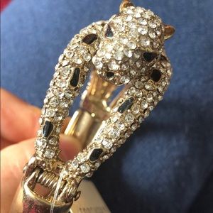 Diamond studded leopard bangle